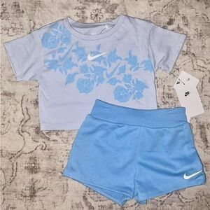 Nike Light Blue Floral Toddler Outfit